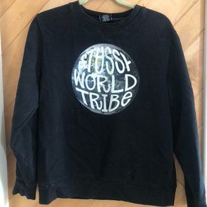 Stussy World Tribe Crewneck Sweatshirt Black 1990s Small